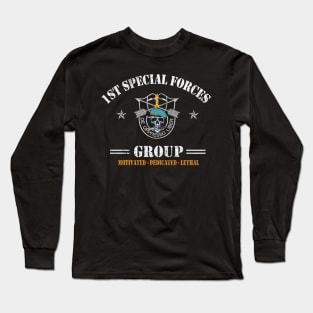 US Army 1st Special Forces Group Motivated Dedicated Lethal De Oppresso Liber SFG - Gift for Veterans Day 4th of July or Patriotic Memorial Day Long Sleeve T-Shirt